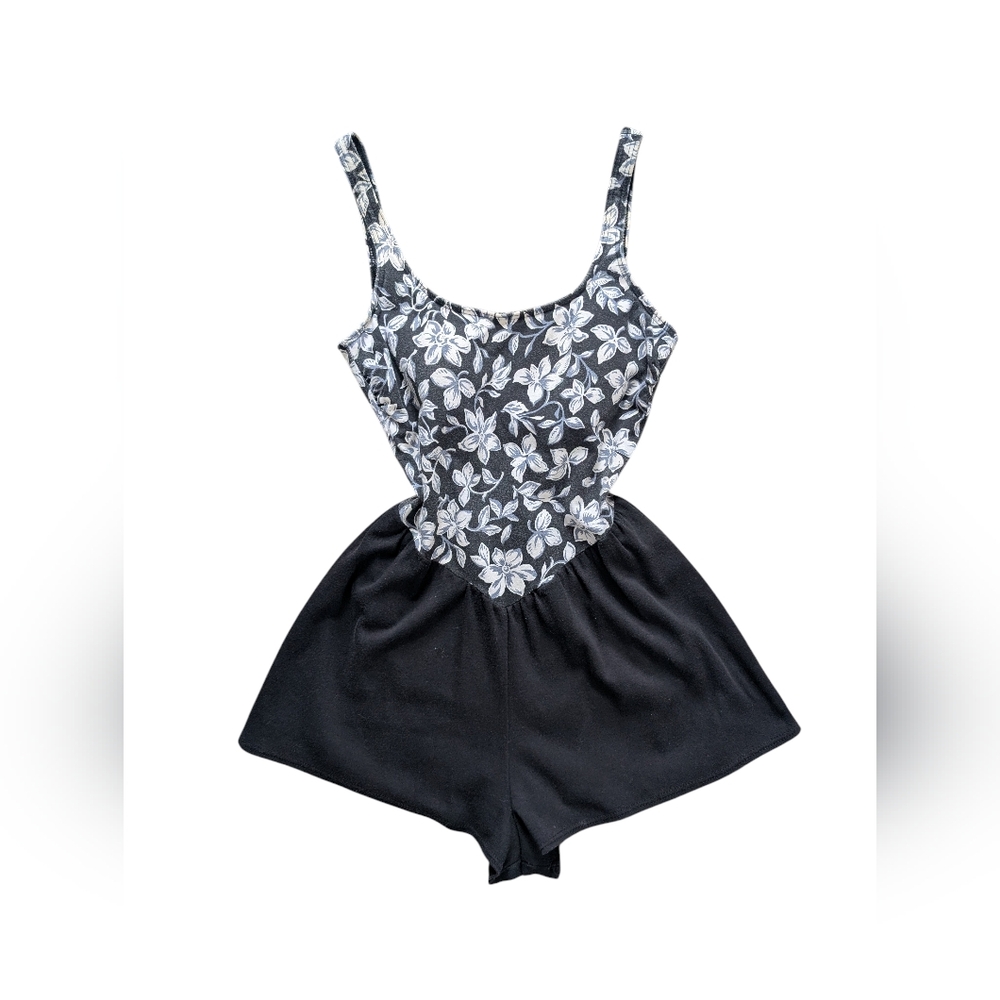 Vintage Black Floral Playsuit